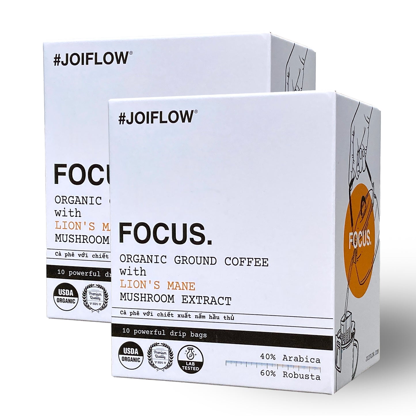 Organic Lion's Mane Coffee Duo: 2 Boxes, 20 Drip Bags